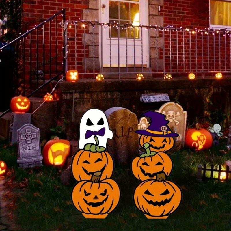 Halloweens Double Fellow pumpkins Metal Stake Stable Lawn Decoration Raitight Outdoor Party