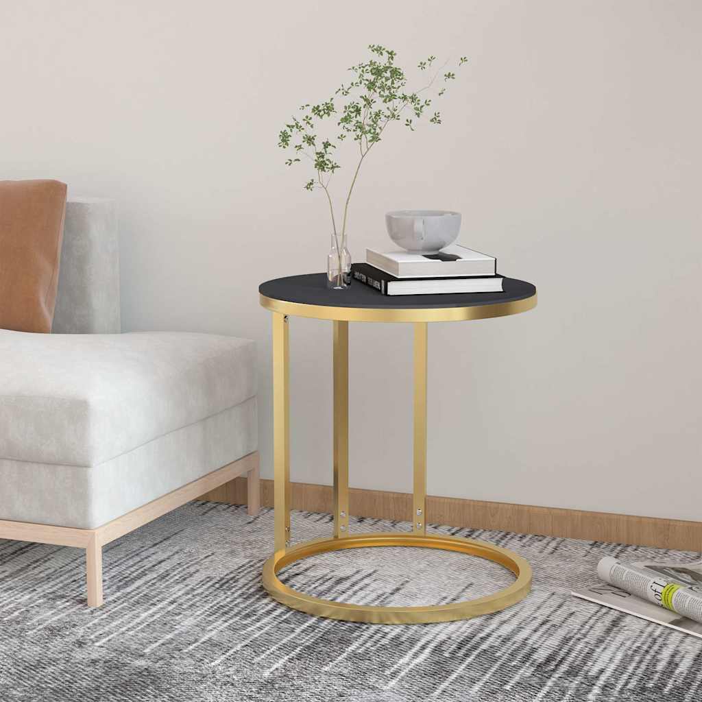 vidaXL Beistelltisch Golden und Schwarz 45 cm Hartglas gold