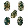 Natural Moss Agate Oval Cabochon Set of 5 | Moss Agate Gemstone Lot for Jewelry Making