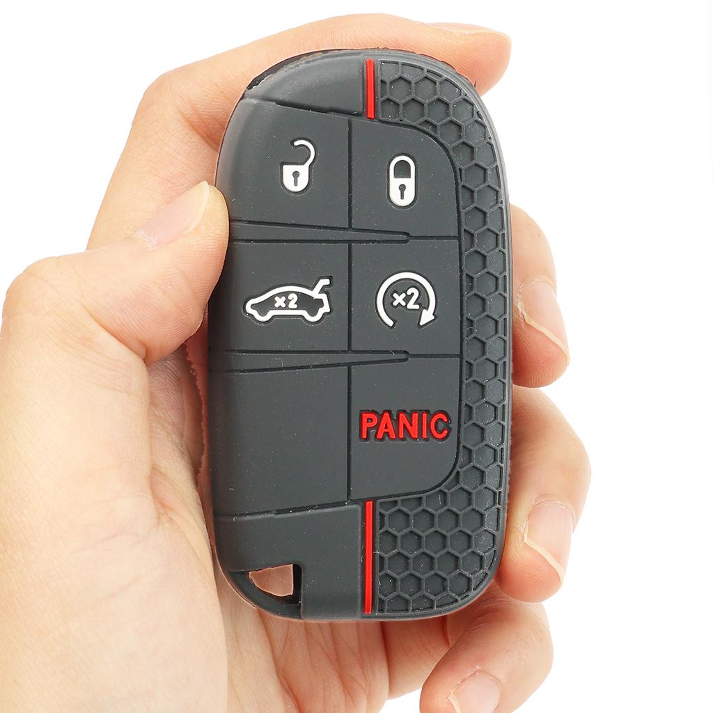 For Chrysler Dodge Dart Charger Journey Challenger Jeep Cherokee Silicone Car Key Fob Ring Remote Case Cover Protector 5 Button