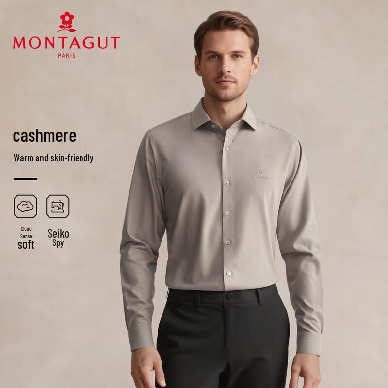MONTAGUT Men's Cashmere Blend Long Sleeve Shirt