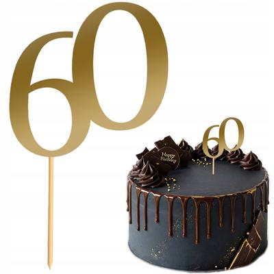 Cake Topper Decoration Number 60 Digit Birthday Anniversary Golden