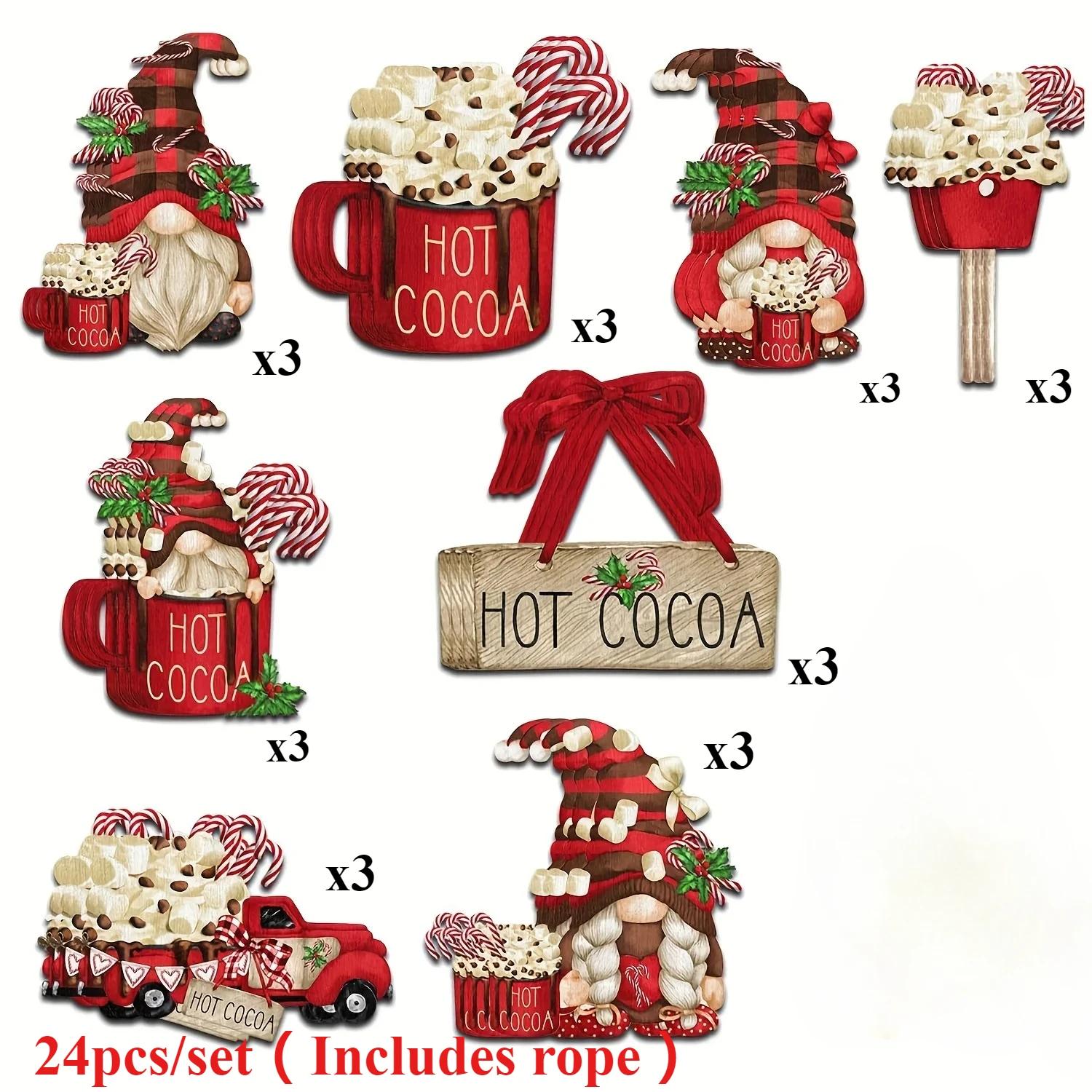 

24 шт./компл. Деревянные рождественские милые украшения, рождественский деревянный гном, подвеска, сделай сам, рождественская елка, украшение для дома, Новый год 2025