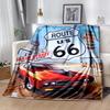 1pc Blanket U.S. Route 66(0) Print Design, Lightweight Blanket for Sofa, Bed- Soft &Warm, Gift for All Seasons like Christmas, Halloween