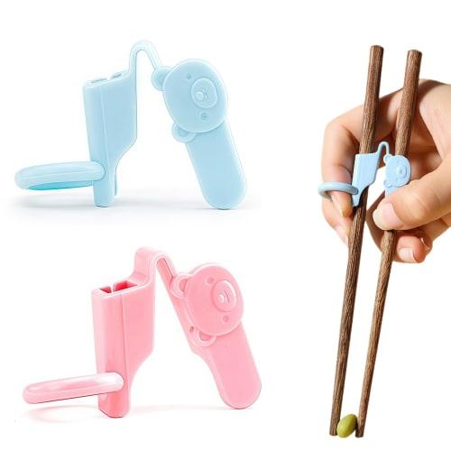 Coollooda Chopstick Clips for Kids (2-Piece Set), Chopstick Training Tool, Animal Icon Design, Non-Slip, Easy To Clean, Reusable, Holds Chopsticks In