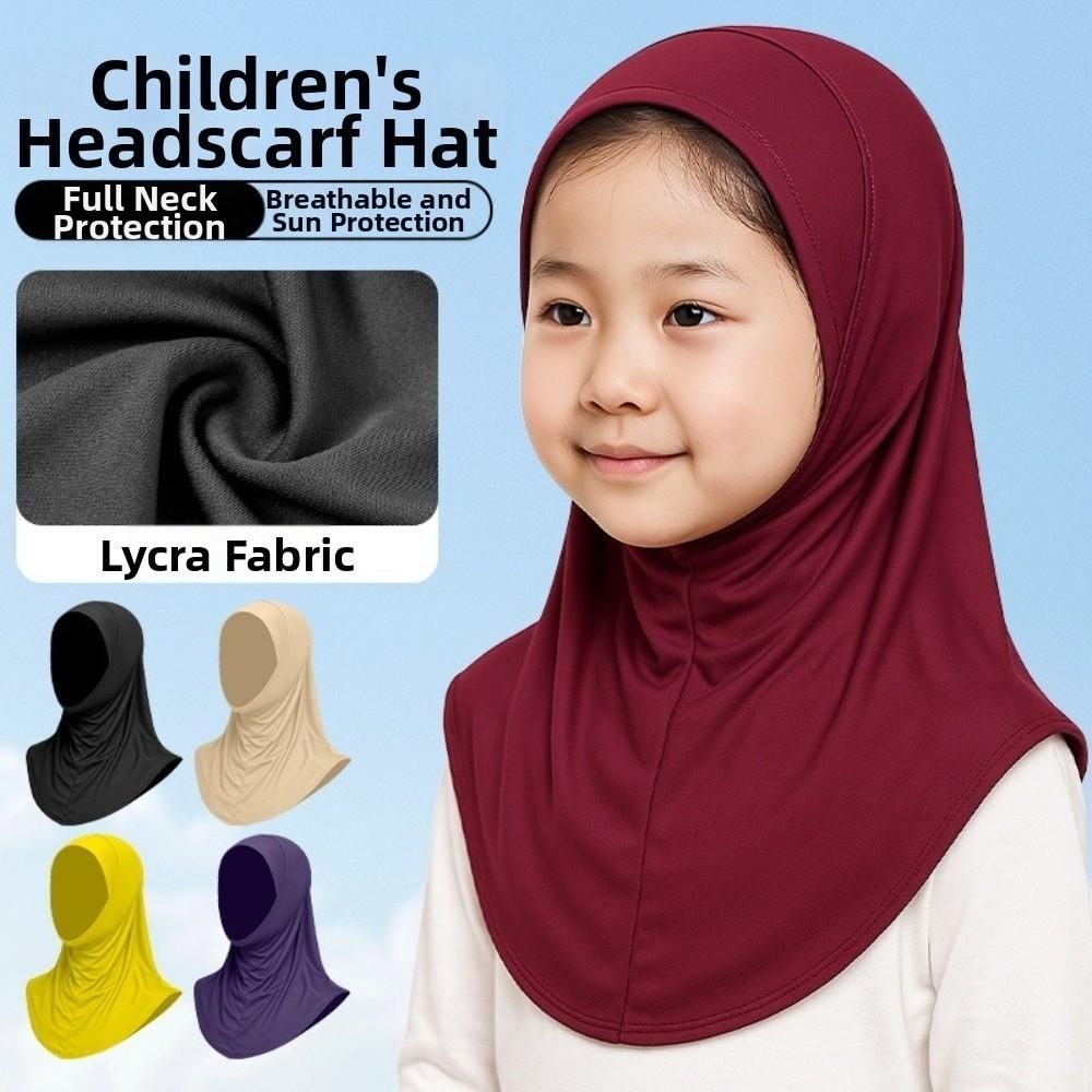 Ice Silk Hijab Scarf Solid Color Sun Protection Headscarf Simple Kids Hijab Summer