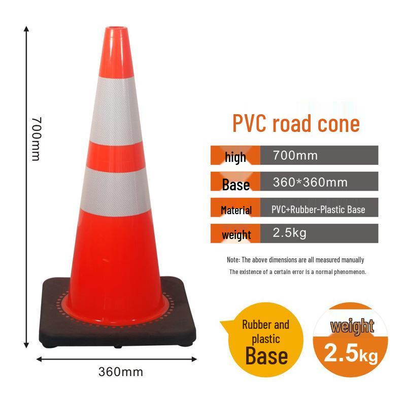 Reflective 70cm Rubber Traffic Cone - Road Safety Construction Warning Bollard