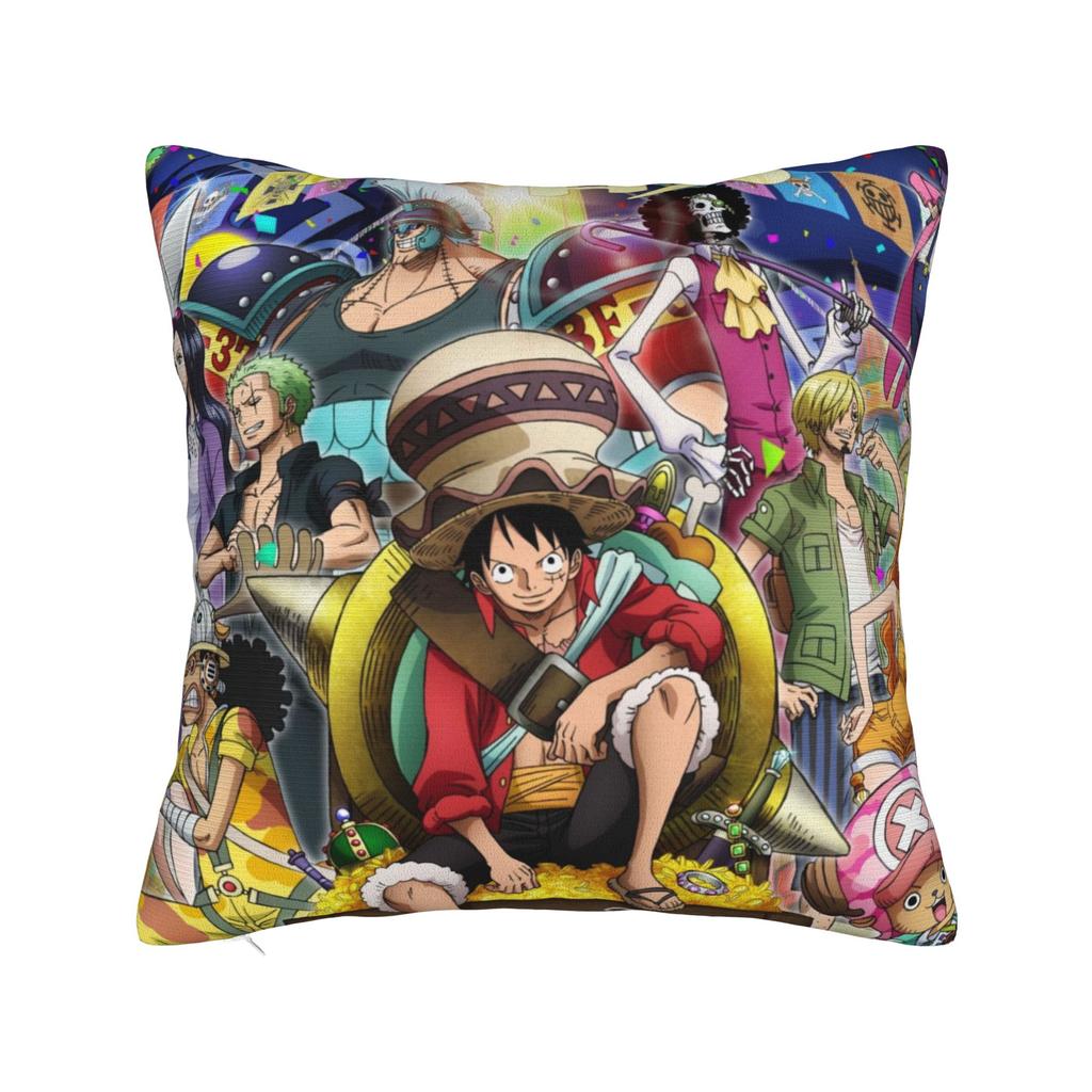 Luffy Anime Cool Luffy Square Pillow Cases Retro Anime Manga Cushion Covers Customized Zipper Decor Pillowcase for Sofa Xcm