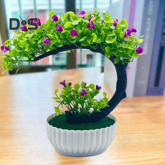 Artificial Flower Plastic Fake Bonsai Romantic No Watering Beautiful Bonsai with Pot Garden Supplies