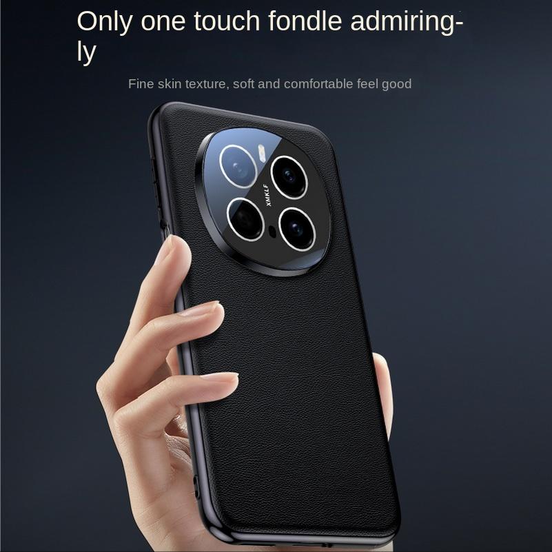 Delicate Skin Texture Plain Leather Lens Fully Wrapped Case For Honor Magic 7 Pro Magic7 Protection Cover