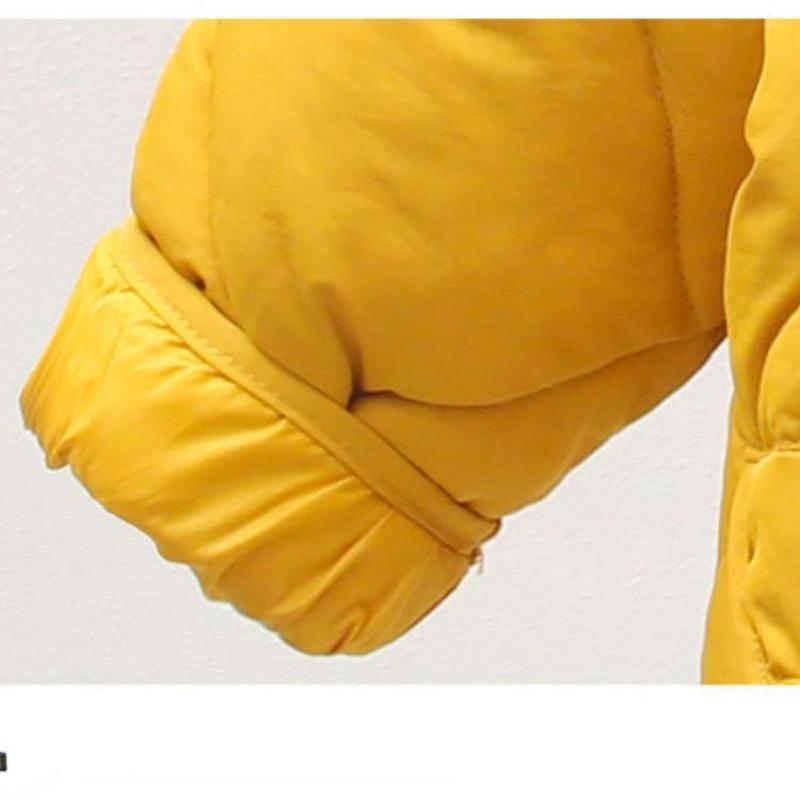 Solid Color Children's Cotton Wear Down Jacket Boys and Girls Personality Thickening Warm Fur Collar Coat