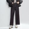 Betu Women's Mid-High Waist Brushed Denim Cropped Wide-Leg Pants