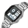 Luxury Digital Watch Golden Silver Unisex Sport Watch IP67 Waterproof Stainless Steel Band