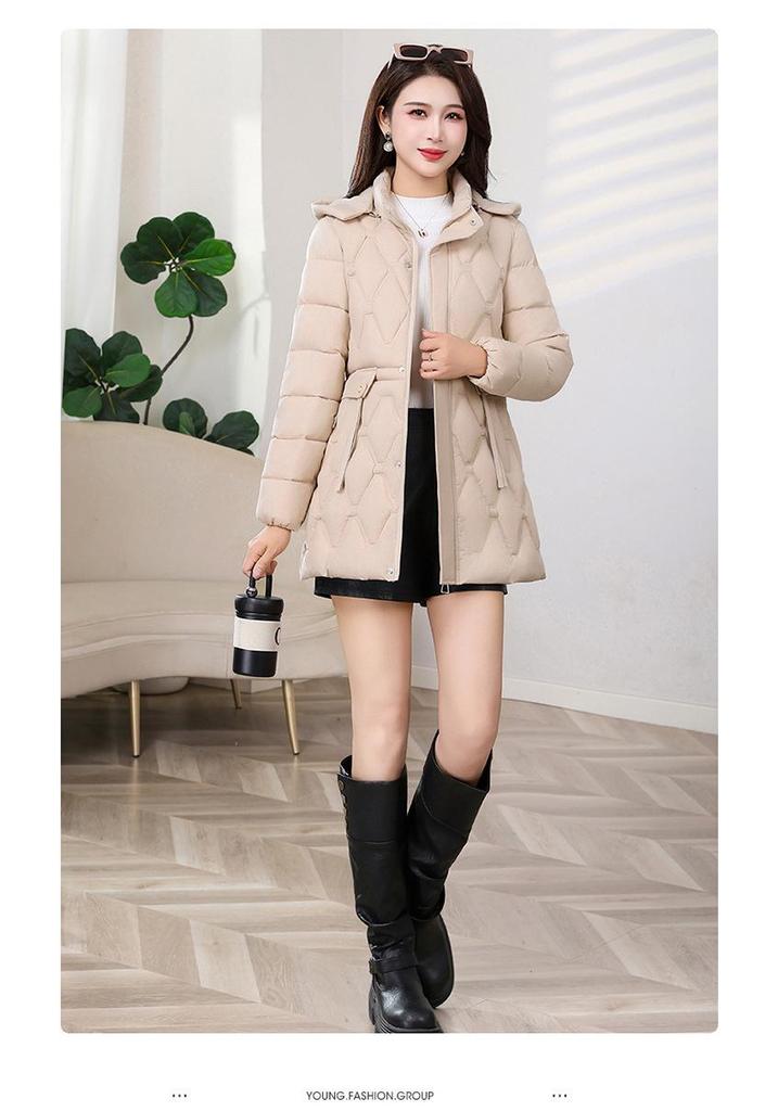 Women's Mid-Length Hooded Down Jacket - 2025 Autumn/Winter Slim Fit