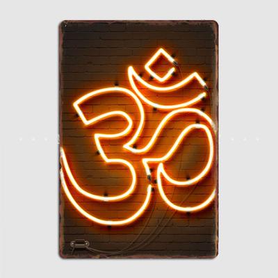OM-Leuchtreklame, religiöse Leuchtreklame, Poster, Metallplakette, Kneipe, Garage, Heimdekoration, Blechschild, Vintage-Zimmerwanddekoration