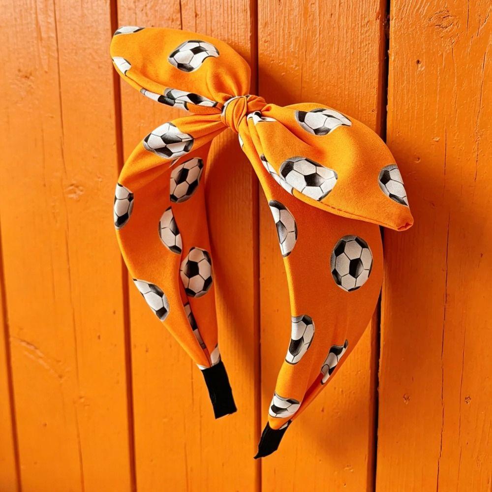 Cute Football Headband Rabbit Ear Soccer Print Fan Cheering Hair Hoop Charming Design Supporter Gear Bunny Knot Headband