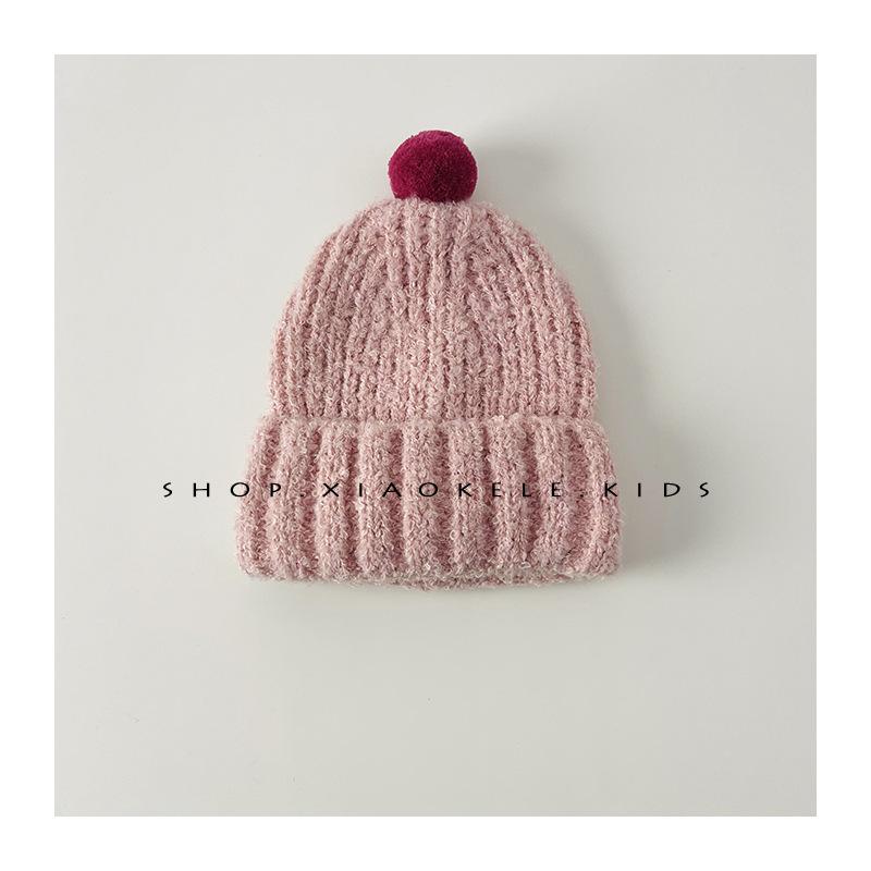 

Children s Knitted Hat Autumn and Winter New Cute Fur Ball Baby Warm Ear Protection Hat Boys and Girls Hat 47~ 53CM