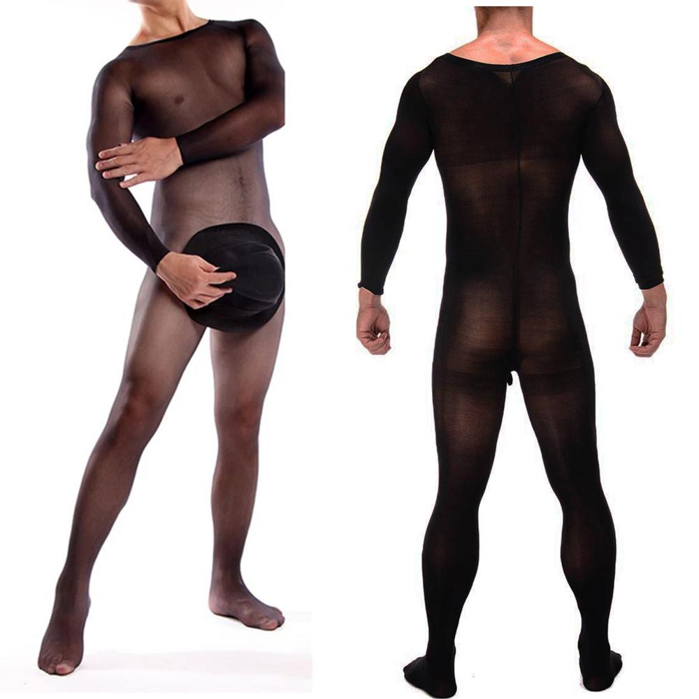 Herren Sexy Dessous Transparentes Netz Ganzkörperstrumpf Dehnbar Transparente Strumpfhose Strumpfhose Offener Penis Overall Vollbody Clubwear
