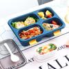Portable 3-Compartment Plastic Lunch Box with Spoon