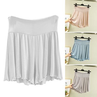 Women Summer Hot Pants Wide Elastic Waistband High Waist Shorts Solid Color Wide Leg Casual Shorts Outdoor Activities Shorts