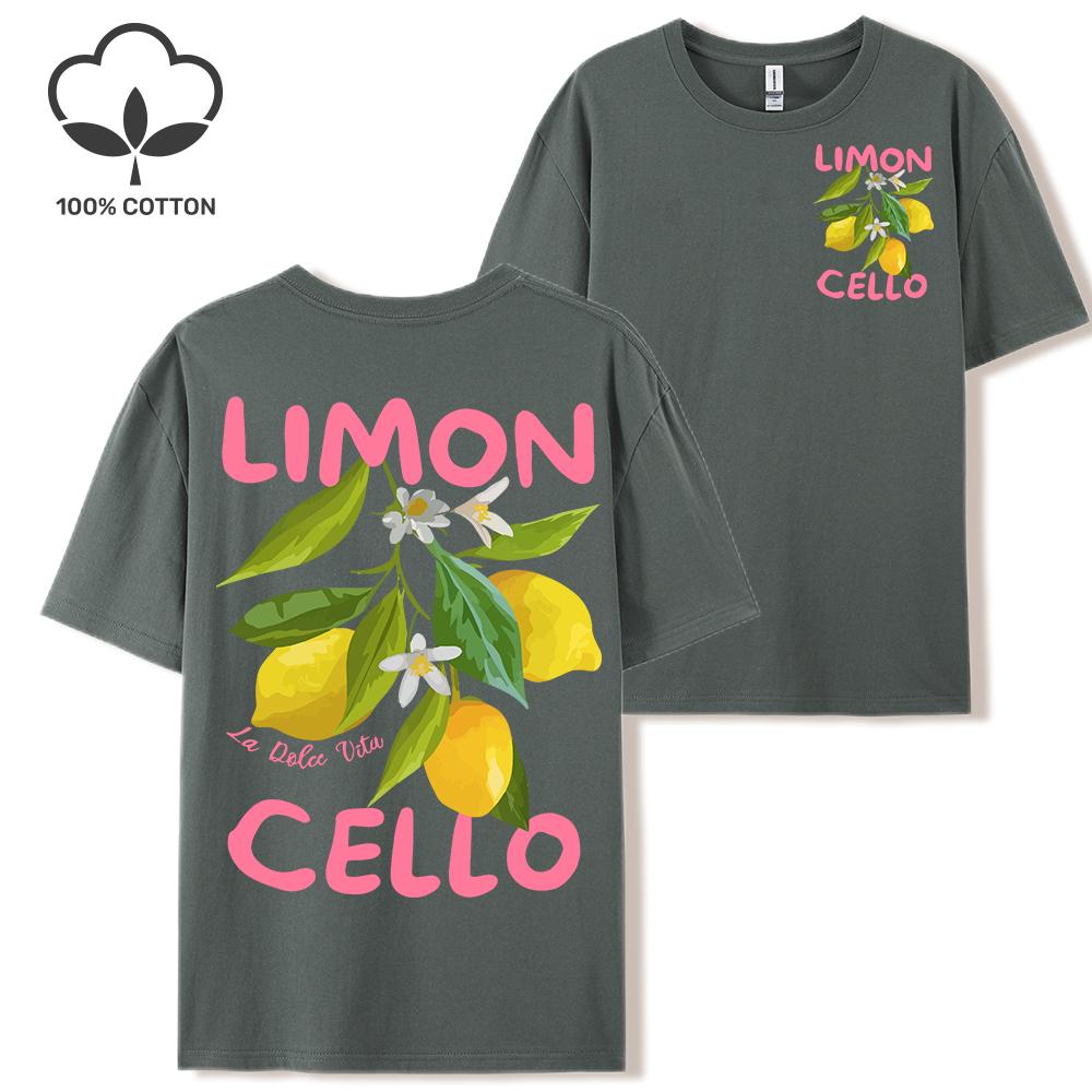 Lemon Fruits Cello Pink Letter Print Woman T Shirts Cotton Multicolor T Shirt Hip Hop Summer Short Sleeve Y2K Womens Streetwear