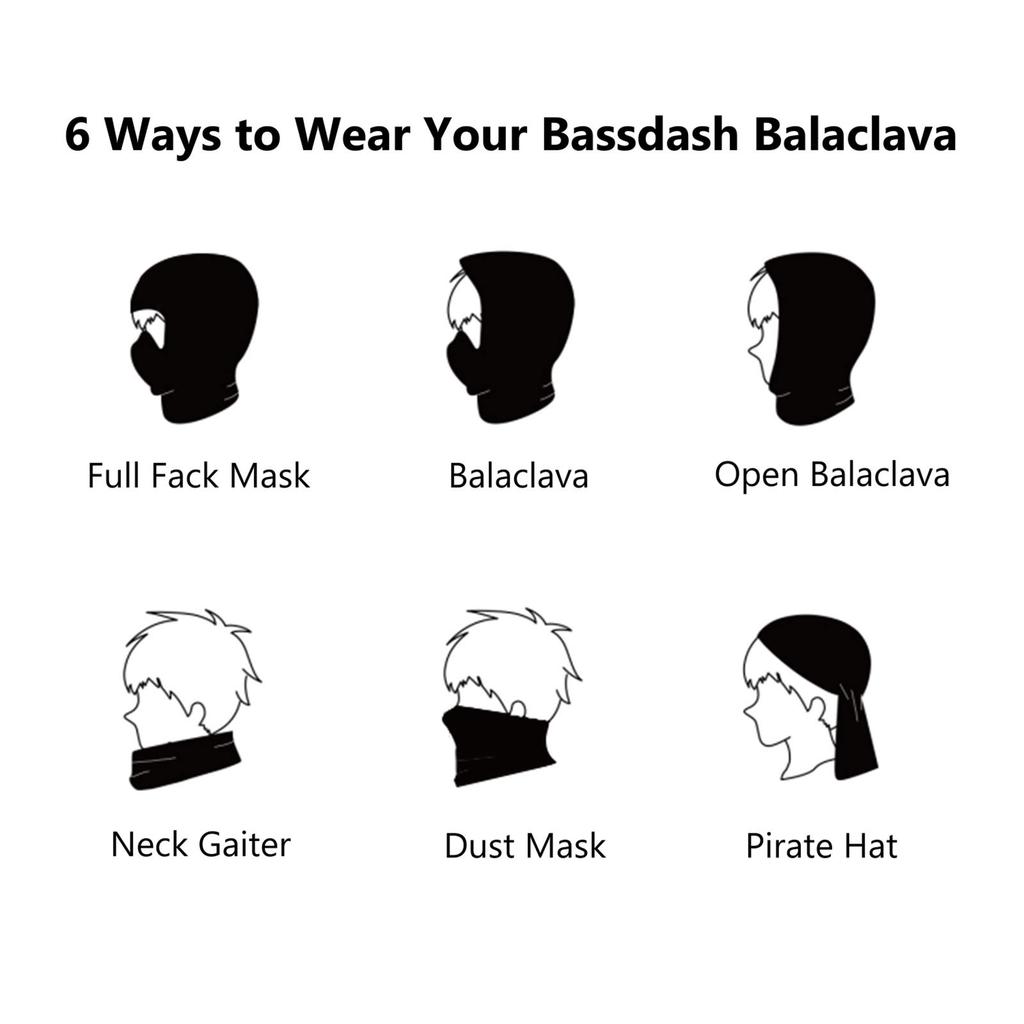 Bassdash Cold Weather and Windproof Hoodie Face Face and Neck Warmer Balaclava, Warmer, Mask,