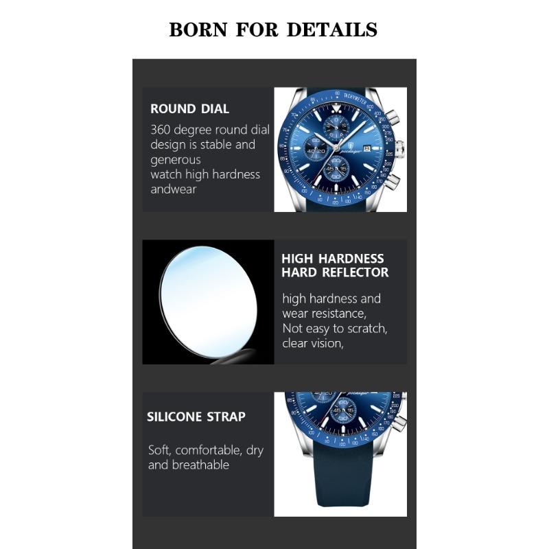 POEDAGAR Men Watch Fashion Sport Chronograph Silicone Quartz Watches Top Brand Luxury Waterproof Luminous Date Wristwatch