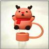 New 10mm Christmas Cartoon Silicone Straw Sleeve with Cute Dust Plug
