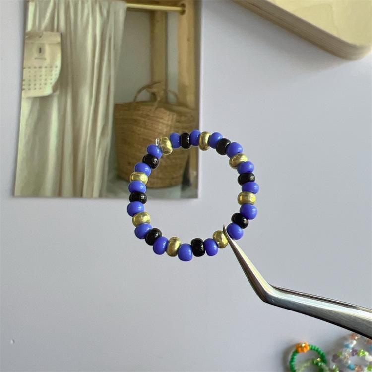 2025 Summer Macaron Color Beaded Flower Ring - Korean Porcelain Women's Jewelry