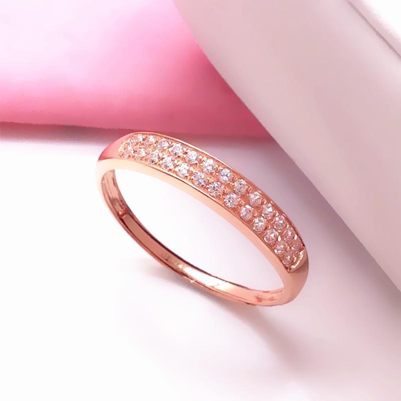 Russian Purple Gold Inlaid Zircon Ring 585 Color Gold Simple Trendy Temperament Rose Gold Plated Live Finger