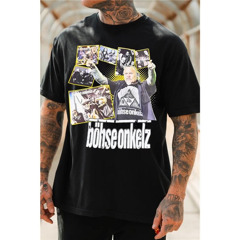 Band Tees × Vintage Böhse Onkelz Vintage 90s Rock Band Tee Tour T-Shirt Size Onkelz Global Tour T-shirt Street Hip Hop Oversized Y2k Casual Clothing