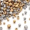 20-40pcs/lot Stainless Steel Beads 4mm 6mm 8mm Gold Color Texture Loose Spacer Beads For Jewelry Making Findings DIY Bracelet