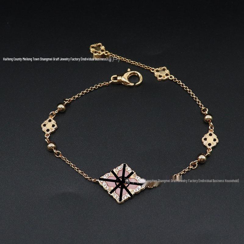 High-End Buccellati Four-Leaf Clover Diamond Inlaid Bracelet - Opera Court Style, Handmade Luxury Women's Jewelry