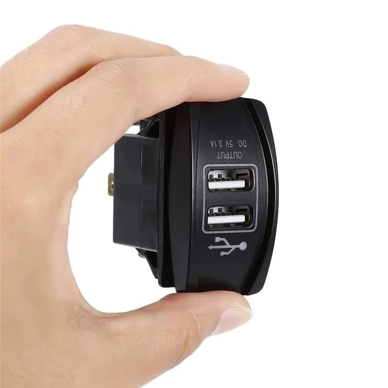 3.1A 12-24V LED Universal Car Charger Waterproof Dual USB Port Socket Outlet for Motorcycle Auto Accessories.