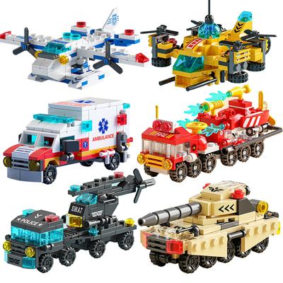 Stadt-Krankenwagen, Feuerwehrauto, Flugzeug, Auto, Hubschrauber, Transportfahrzeug – Bausätze zum Zusammenbauen von Flugzeugmodellen, Bausteine, Spielzeug für Kinder