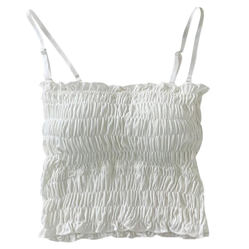 

Топ без бретелек, складной низ, плиссированная бретелька, женский черный, с хлопчатобумажной нитью, обернутая грудь, милая внутри, плиссированная верхняя одежда One Size