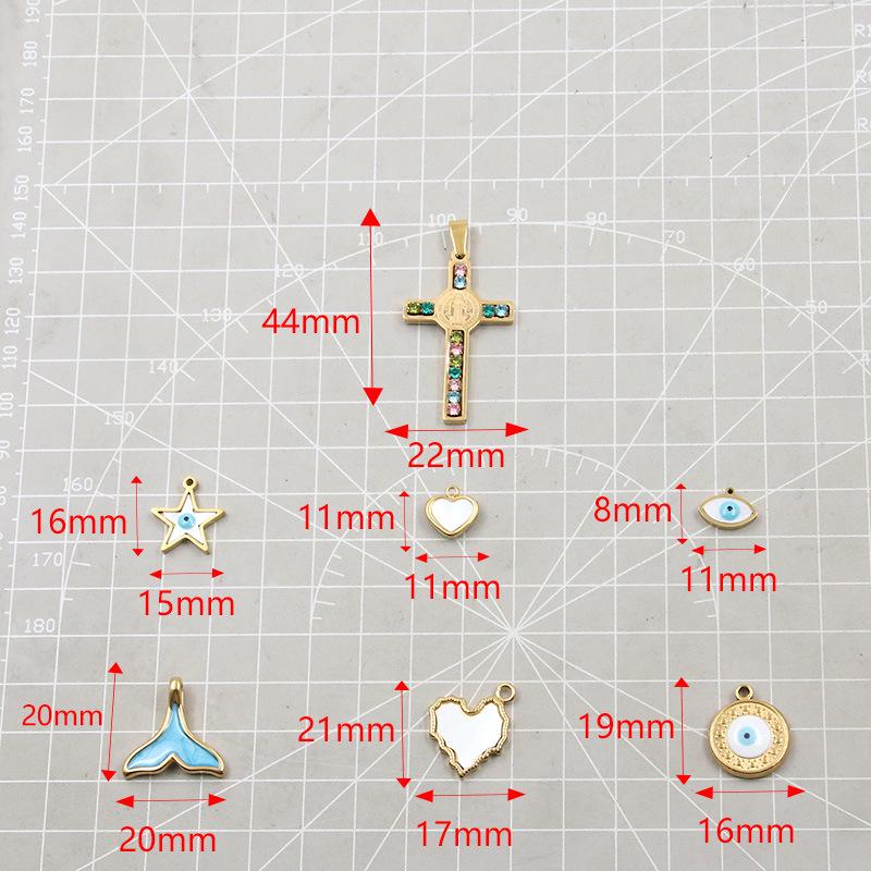 7 Styles Stainless Steel Drip Oil Fishtail Cross Star Charms Pendants