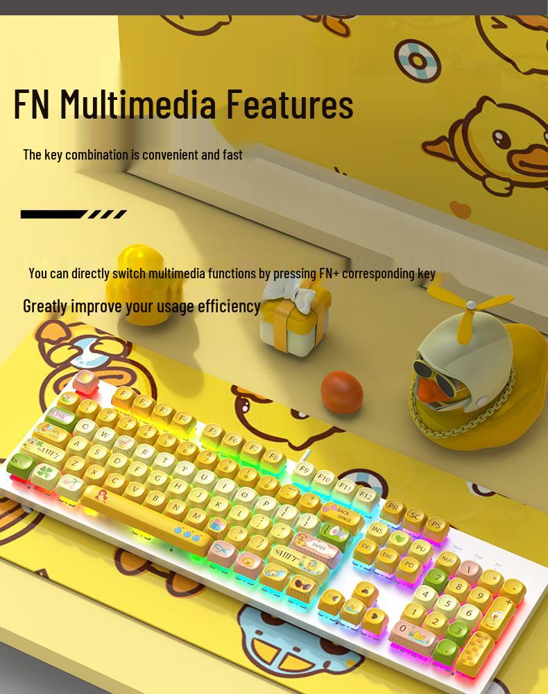 Custom Hot-Swappable Wired Mechanical Gaming Keyboard for Girls - Silent E-Sports Office/Desktop Use