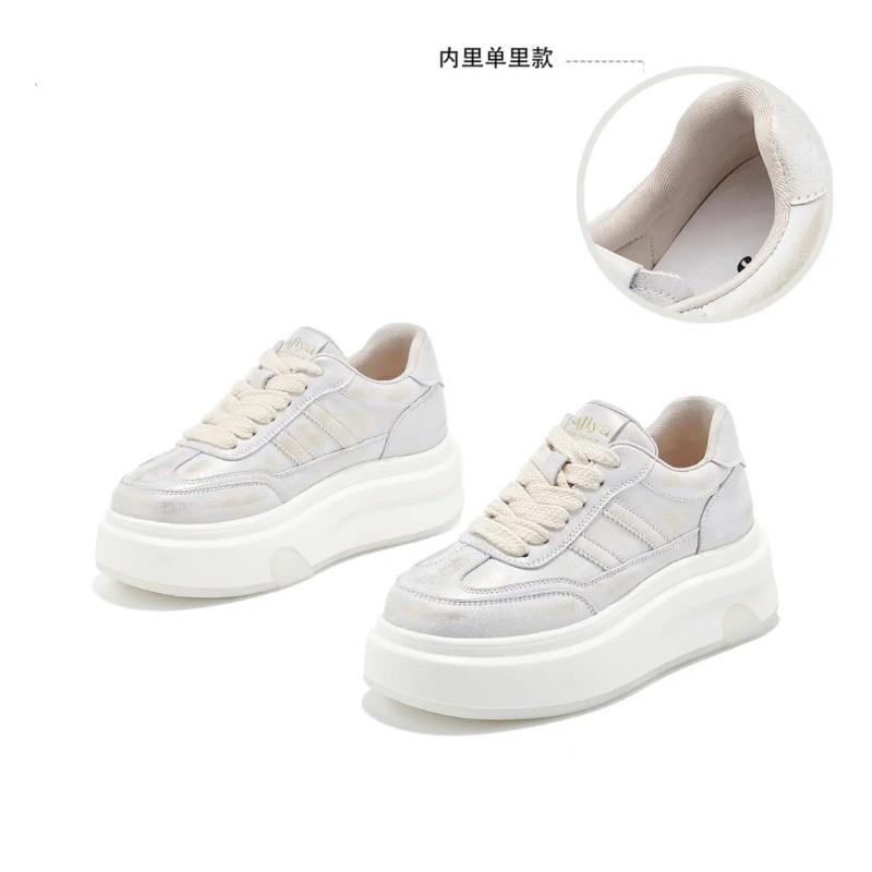 

Модные кроссовки на платформе, весенняя новинка, тренд на шнуровке, универсальная кожаная женская обувь, белые туфли на плоской подошве для женщин 35