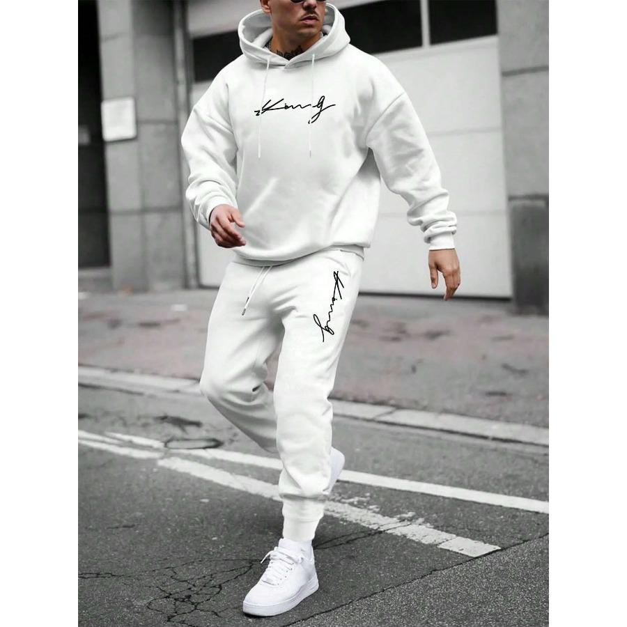 Herbst Winter Zweiteiliges Set für Männer Kordelzug Damen Trainingsanzug mit Kapuze Qualität Bequemer Casual Pullover Mode Täglich