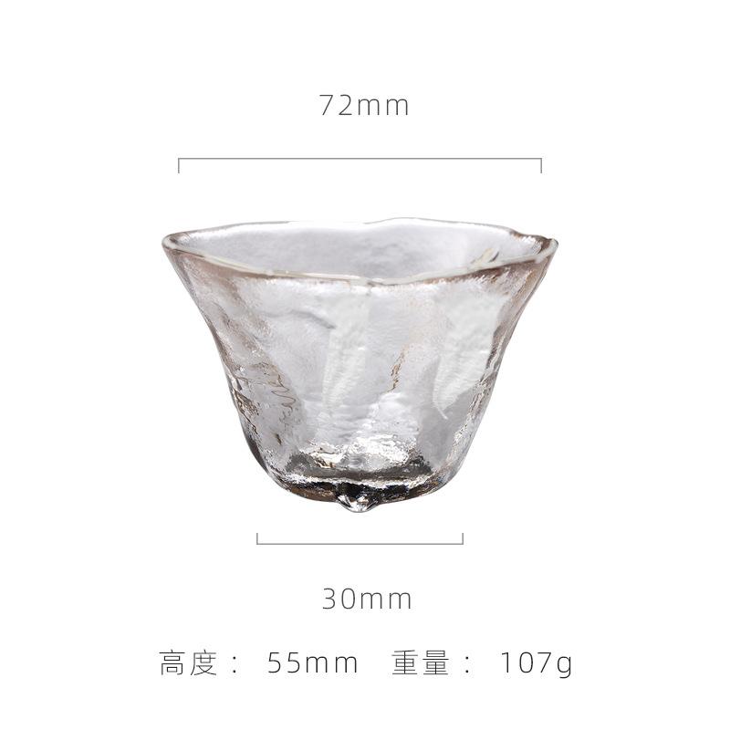 Japanischer hitzebeständiger Glas-Teetasse Kreativ Mini Gehämmert Goldrand Kung Fu Teeschale Teetassen Haushalt Wasserbecher
