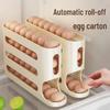 Ladder-Style Egg Storage Box: Large Capacity, Automatic Roller for Refrigerator