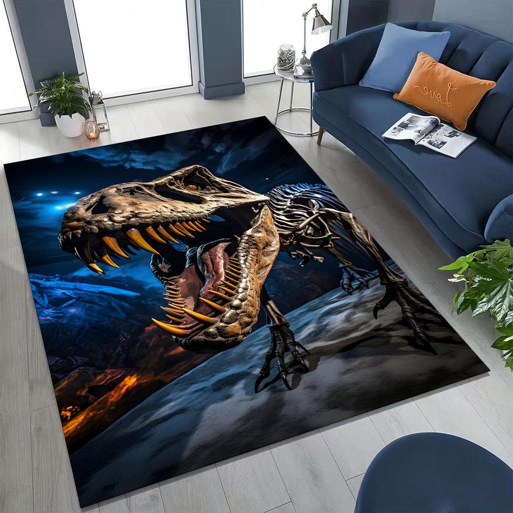 Ancient Creatures Dinosaur Ammonite Fossil Art Rug for Bedroom Living Room Sofa Home Doormat Decor,Large Kids Non-slip Floor Mat