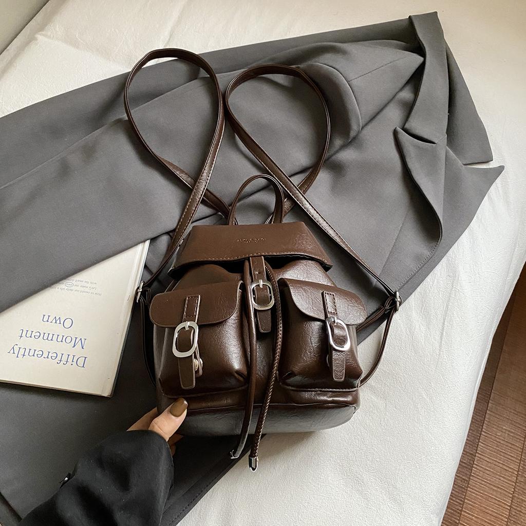 Commuter Texture Handbag Women Niche Design Big Bag Schoolbag Autumn Retro Multi-function Large Capacity Backpack