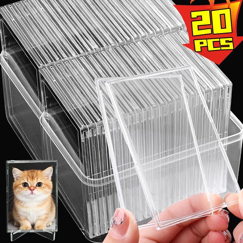 20/1x Clear Acrylic Card Holder with Triangle Display Stand Idol Photo Protective Sleeves Transparent Gaming Trading Card Holder