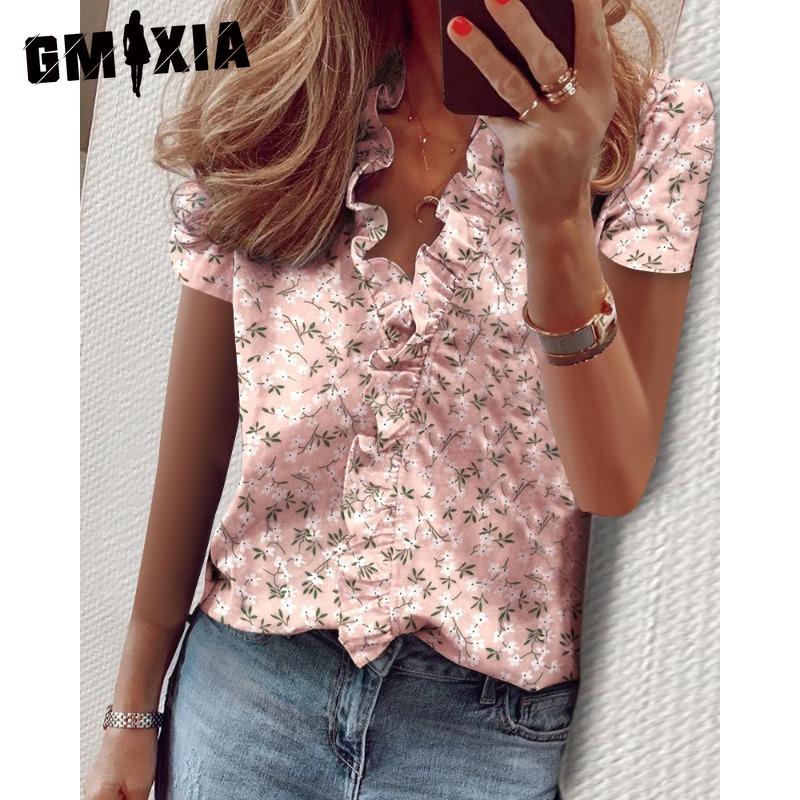 

GMXIA Women s Fashion Casual Short Sleeve V Neck Blouses & Shirts XXXXXL