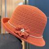 Round-Top Sun Hat Polyester Bucket Hat High-End Hepburn-Style Middle-aged Mother Hat  Vacation