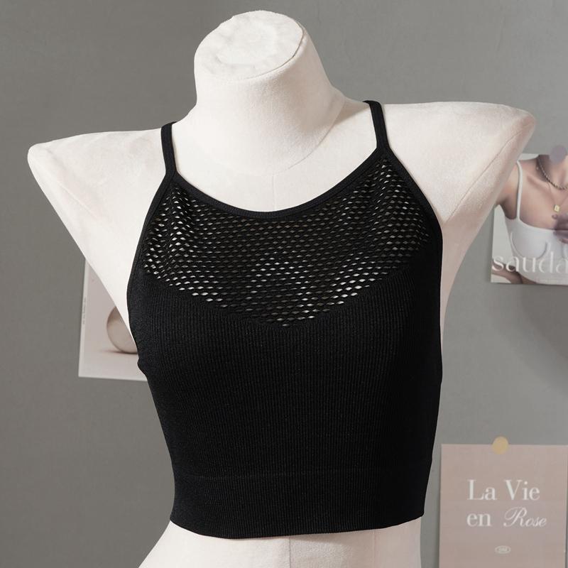 Sports Bras for Women High Support Seamless Ribbed Longline High Neck Sports Bra Racerback Padded Crop Top Yoga