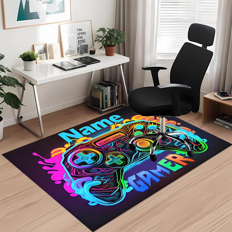 Custom Name Game Controller Printed Carpet, for Office Chair Living Room Bedroom Kitchen Room Decor Gifts.