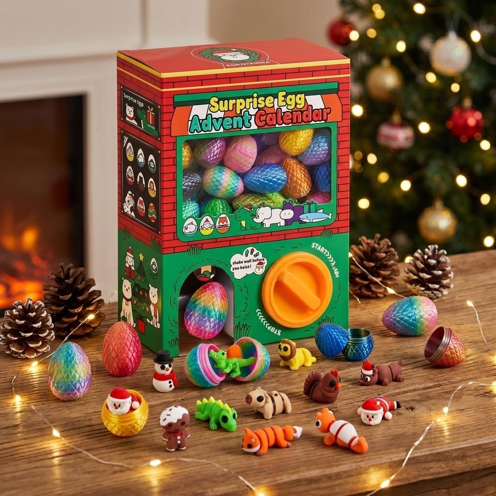 Überraschungsei Adventskalender mit mehreren Kleintierfiguren und Kapseln Enthält interaktiven Ausgabegerät für tägliche Überraschungen